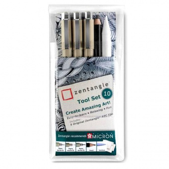 Набор Sakura Zentangle 10 предм.: линеры, растушевка, карандаш, бумага