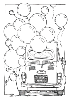 Sketchmarker Книга-раскраска на акварельной бумаге BALLOONS
