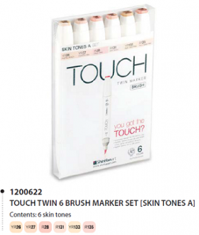 Набор маркеров Touch Twin Brush 6 шт., телесные тона