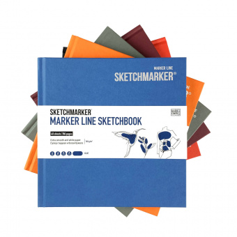 Sketchmarker Скетчбук Marker Line 16,3х16,3 см, 48 л, 160 г, твердая обложка, угольный