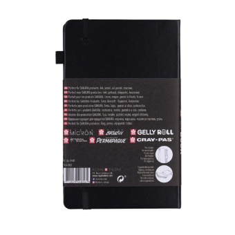 Sakura Скетчбук 140 г/м2, 13 x 21 см, 80 листов, черная бумага, твердая обложка, черный