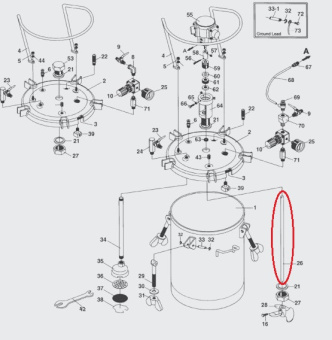 Iwata 04016410 Шток с муфтой красконагнетательного бака PET 30MN