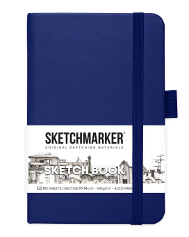 Sketchmarker Блокнот для зарисовок 140 г/кв. м, 80 л, 9*14 см, твердая обложка, синий