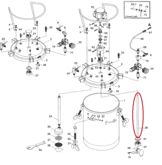 Iwata 04016420 Шток с муфтой красконагнетательного бака PET 50MN