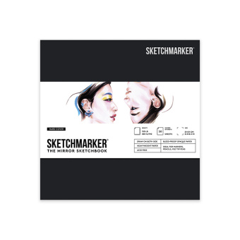 Sketchmarker Скетчбук The Mirror 163х163 мм, 220 г/м. кв, 50 л, твердая обложка, черный