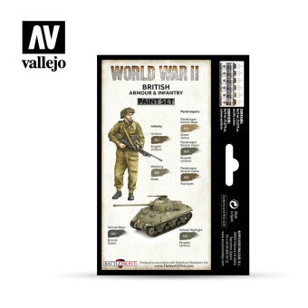 70204 Набор красок Vallejo WWII British Armour & Infantry (6 цветов)