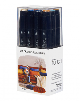 Набор маркеров Touch Twin 12 шт., оранжево-синие тона