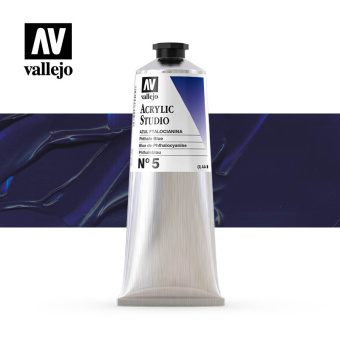 Краска Vallejo Acrylic Studio #5 Phthalo Blue (Синий фтало), 125 мл