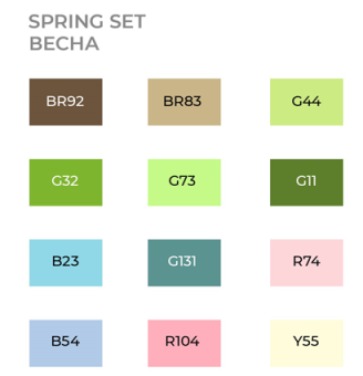 Набор маркеров Sketchmarker Spring Flowers (12 шт. + альбом-склейка А4)