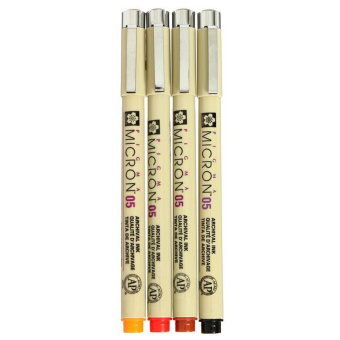 Набор   капиллярных ручек Sakura Pigma Micron 4 шт. Van Gogh Museum (0.45 мм оранжевый, красный, коричневый, черный)