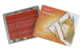 Derwent Набор цветных карандашей Drawing 24 шт. в металлическом пенале