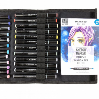 Набор маркеров Sketchmarker Brush Manga (24 шт. + сумка-органайзер)