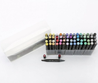 Набор спиртовых двусторонних Sketch маркеров Fat&Skinny основные цвета, 60 шт.