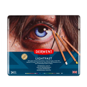 Derwent Набор цветных карандашей Lightfast 24 шт. в металлическом пенале