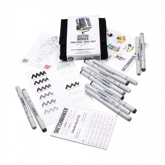 Набор маркеров Sketchmarker 12 Neutral Gray (12 шт. + сумка-органайзер)