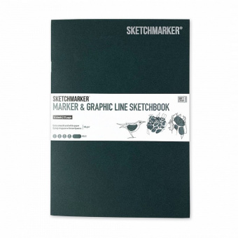 Sketchmarker Скетчбук Marker&Graphic Line, 180 г/м2, 16 листов, 17,6*25 см, мягкая обложка, зеленый