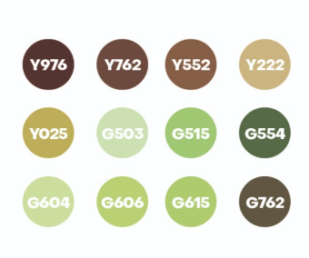 Набор спиртовых двухсторонних Sketch маркеров Fat&Skinny FOREST, 12 шт.