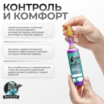 Краска акриловая Jim Scale 10.289 для ткани, цвет Маджента FLU, 60 мл