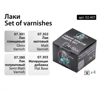 Jim Scale 02.407 Набор спиртовых лаков (4 шт.)