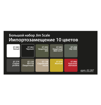 Набор спиртовых красок Jim Scale 02.287 “Импортозамещение”, 10 цветов