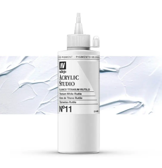 Краска Vallejo Acrylic Studio #11 Titanium White Rutile (Белила титановые Rutile), 200 мл