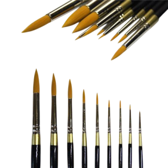 Черная речка Кисть синтетика круглая №2/0 рыжая, ручка крашеная