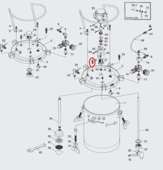 Iwata 04015150 Выпускной клапан красконагнетательного бака серии PET