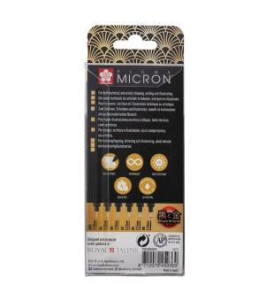Набор капиллярных ручек Sakura Pigma Micron Gold Limited Edition, 6 шт., черные
