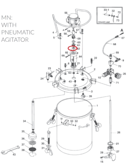 Iwata 04017440 V-образное уплотнение, наружный адаптер красконагнетательного бака PET 10MN / 30MN / 50MN