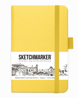 Sketchmarker Блокнот для зарисовок 140 г/кв. м, 80 л, 9*14 см, твердая обложка, лимонный