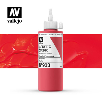 Краска Vallejo Acrylic Studio #933 Fluorescent Flame Red (Огненно-красный флуоресцентный), 200 мл