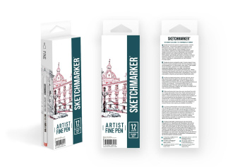 Набор капиллярных ручек Sketchmarker Artist fine pen Dark colors, 12 цв.