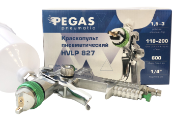 Краскопульт Pegas pneumatic HVLP827, верхний бачок 600 мл, сопло