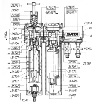 SATA 2923 Пружина регулятора давления фильтров серии 300 и 400