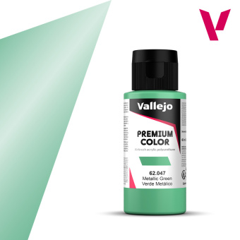 62047 Краска Vallejo Premium Airbrush Color Metallic Green (Зеленый Металлик), 60 мл