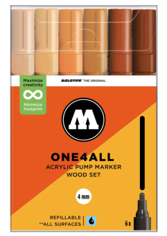 Набор маркеров Molotow ONE4ALL 227HS Wood Set (4 мм / 6 шт.)