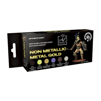 Набор красок Pacific88 Art color “Non Metallic Gold”, 6 цв.