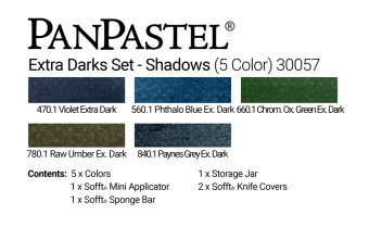 Набор PanPastel Extra Dark Shades Shadows – Экстра темные оттенки-тени (5 цветов)