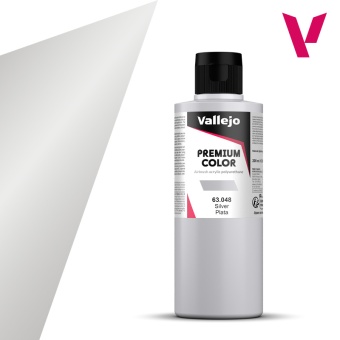 63048 Краска Vallejo Premium Airbrush Color Silver (Серебряный), 200 мл