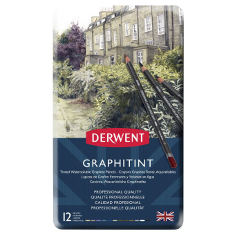 Derwent Набор акварельных карандашей Graphitint 12 шт. в металлическом пенале