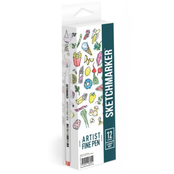 Набор капиллярных ручек Sketchmarker Artist fine pen Light colors, 12 цв.