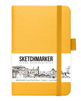 Sketchmarker Блокнот для зарисовок 140 г/кв. м, 80 л, 9*14 см, твердая обложка, оранжевый