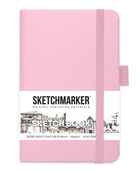 Sketchmarker Блокнот для зарисовок 140 г/кв. м, 80 л, 9*14 см, твердая обложка, розовый