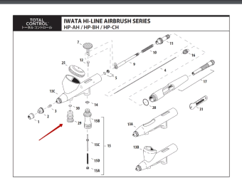 Клапан MAC в комплекте для аэрографов Iwata серии Hi-Line (HP-AH / BH / CH / TH)