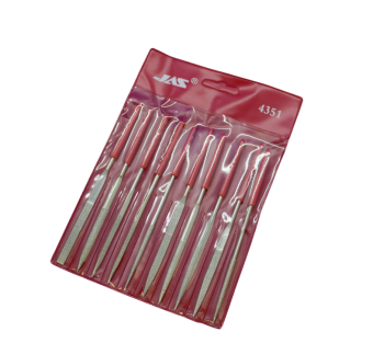 JAS 4351 Набор надфилей с ручками, алмазные, 10 шт., чехол