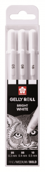 Набор белых гелевых ручек Sakura Gelly Roll 3 шт.(0.3/0.4/0.5 мм) в блистере
