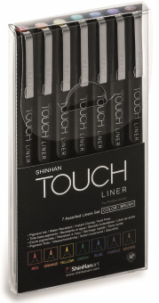 Набор капиллярных ручек TOUCH LINER Brush (разноцветные), 7 шт. в блистере