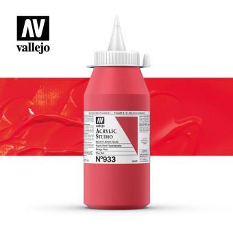 Краска Vallejo Acrylic Studio #933 Fluorescent Flame Red (Огненно-красный флуоресцентный), 1 л