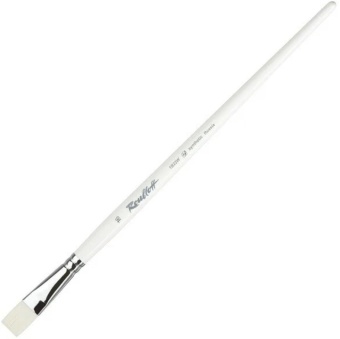 Кисть Roubloff серии 1B22W №16, белая синтетика, плоская, длинная ручка