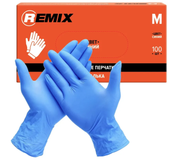 REMIX Перчатки нитровиниловые, цвет синий, размер M, 50 шт.